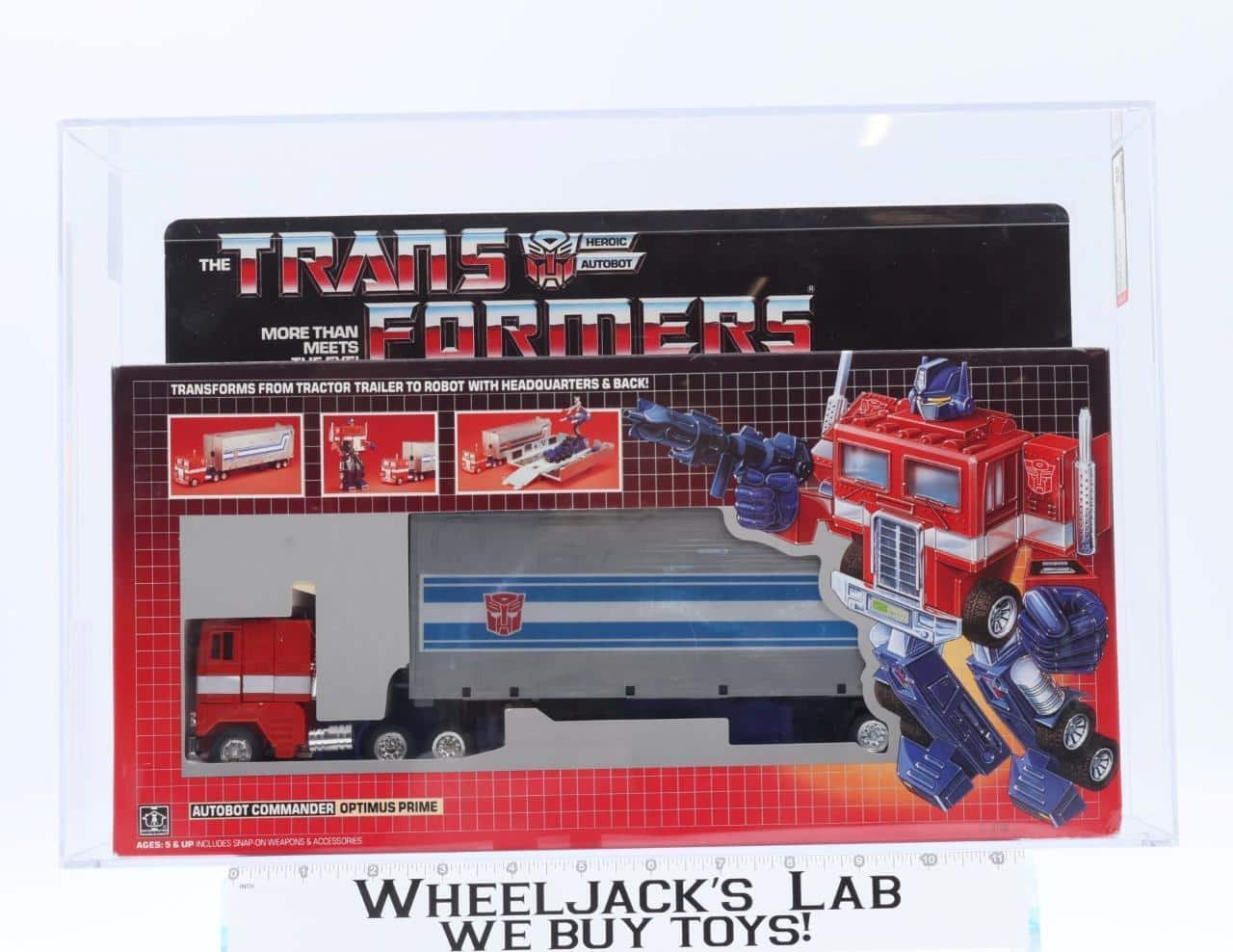 Hasbro Transformers G1 Optimus Prime Canadian with Trailer (1984) AFA- 80